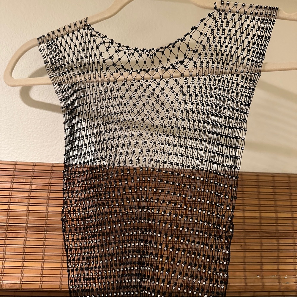 Sheer Mesh Rhinestone Cover Up - M